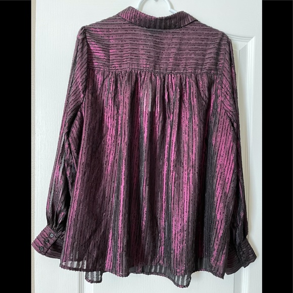 NWT ModCloth Sheer Metallic Button Down Blouse - Picture 3 of 5